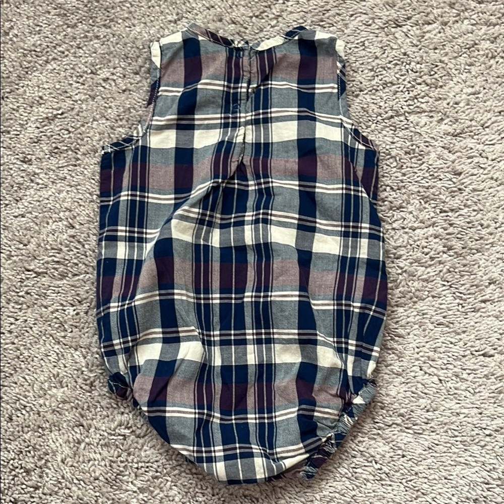 J. Crew Blue and White Onesie with Classic Tartan Pattern - Picture 3 of 4
